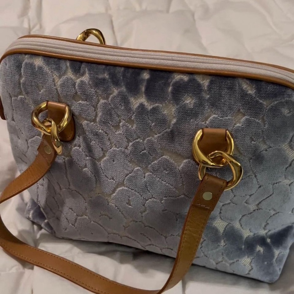 NEW Glenda Gies VIVIENNE: BABY BLUE Gray CHENILLE CHEETAH